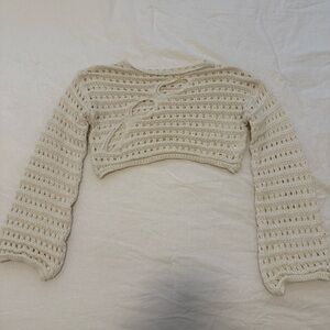 Cream Knit Cropped Top
